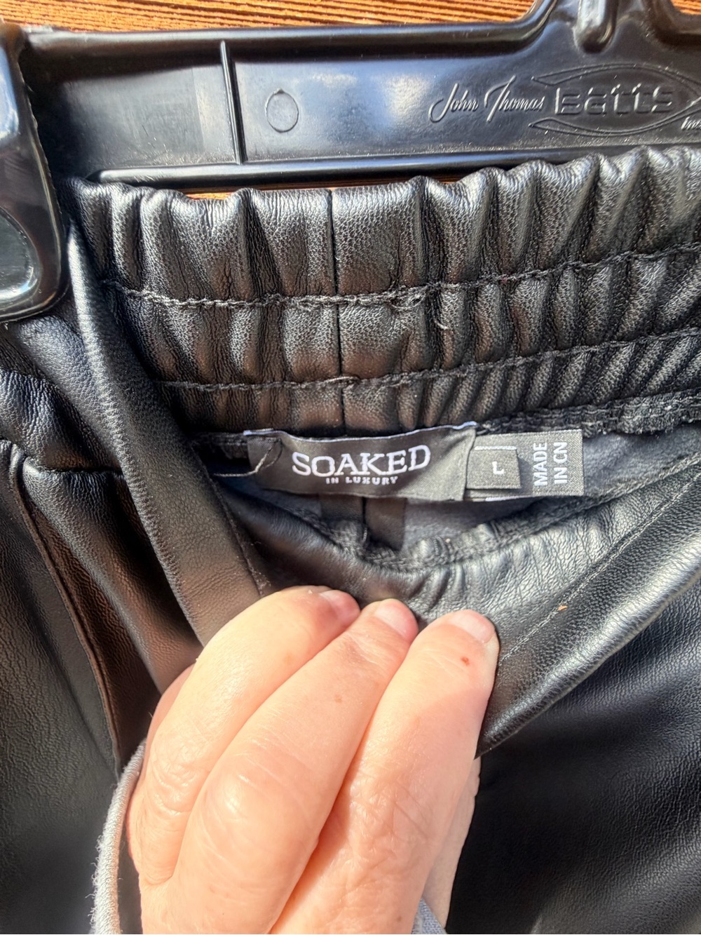 SOAKED in Luxury Black Faux Leather Trousers - Women's Large